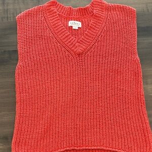 Velvet V-Neck Knit vest  in Vibrant poppy